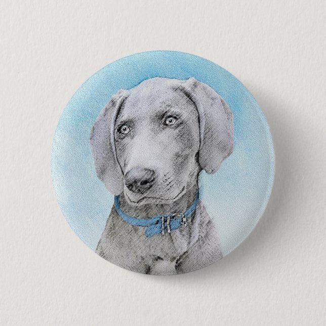 Weimaraner Painting - Cute Original Dog Art Button (Front)