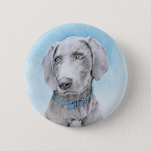 Weimaraner Painting _ Cute Original Dog Art Button
