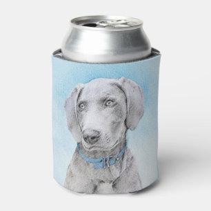 Weimaraner Painting - Cute Original Dog Art Can Cooler