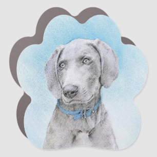 Weimaraner Painting - Cute Original Dog Art Car Magnet
