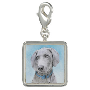 Weimaraner Painting - Cute Original Dog Art Charm