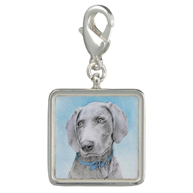 Weimaraner Painting - Cute Original Dog Art Charm (Front)