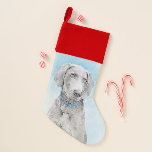 Weimaraner Painting _ Cute Original Dog Art Christmas Stocking