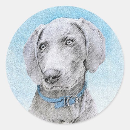 Weimaraner Painting _ Cute Original Dog Art Classic Round Sticker