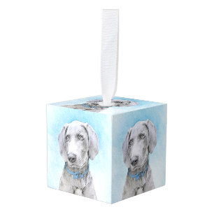 Weimaraner Painting - Cute Original Dog Art Cube Ornament