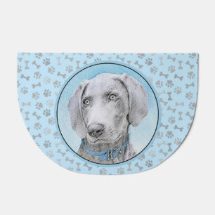 Weimaraner Painting - Cute Original Dog Art Doormat