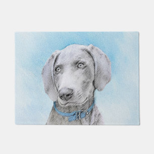 Weimaraner Painting - Cute Original Dog Art Doormat