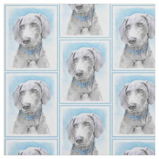 Weimaraner Painting - Cute Original Dog Art Fabric