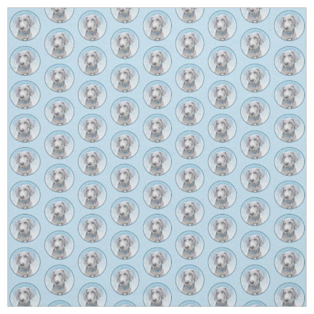Weimaraner Painting - Cute Original Dog Art Fabric (Swatch)