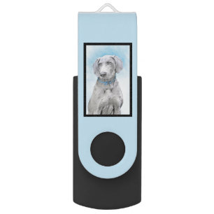 Weimaraner Painting - Cute Original Dog Art Flash Drive