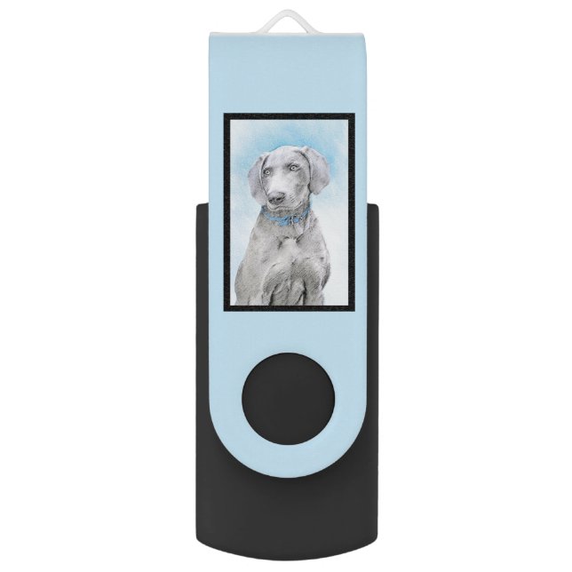 Weimaraner Painting - Cute Original Dog Art Flash Drive (Front Vertical)
