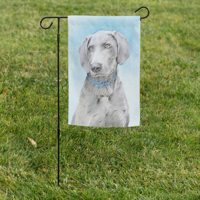 Weimaraner Painting - Cute Original Dog Art Garden Flag (In SItu)