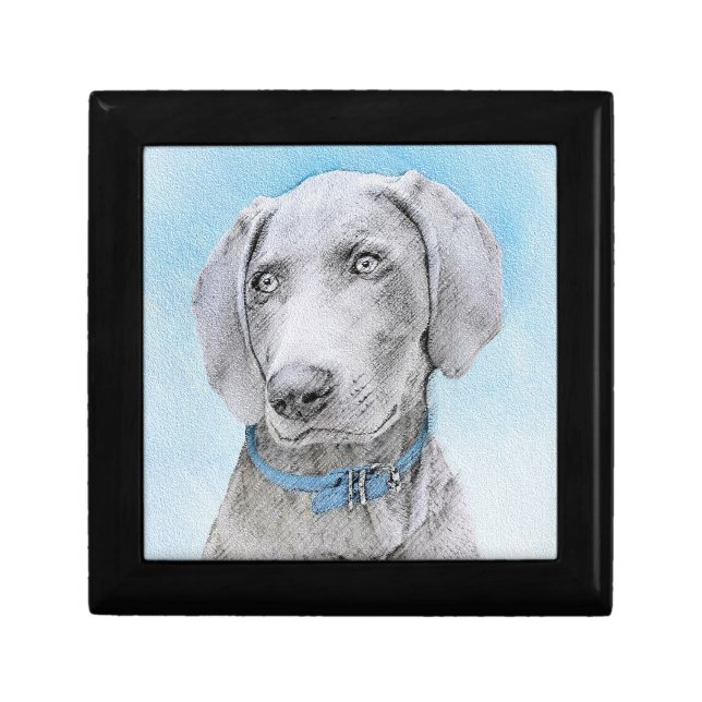 Weimaraner Painting - Cute Original Dog Art Gift Box (Front)
