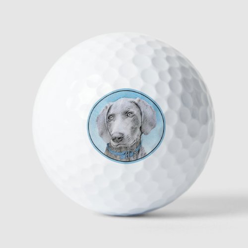 Weimaraner Painting _ Cute Original Dog Art Golf Balls