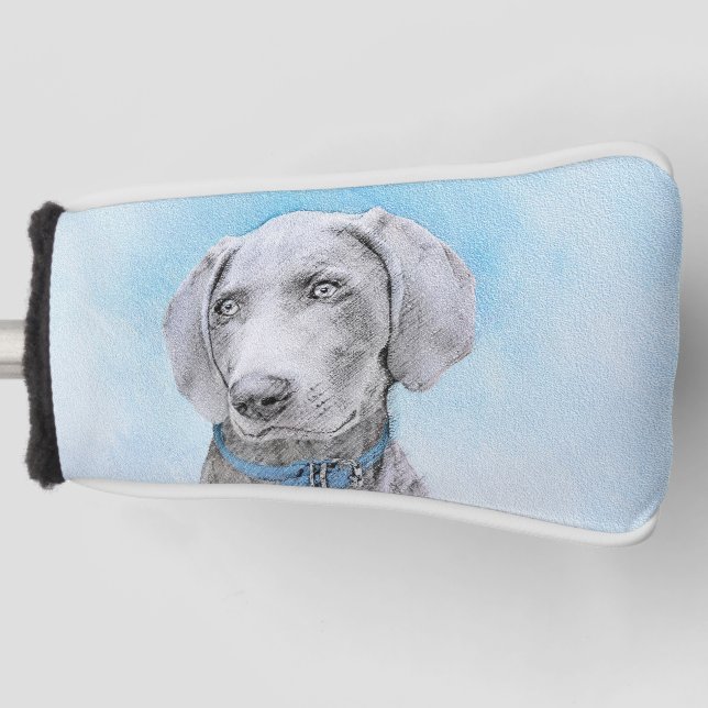 Weimaraner Painting - Cute Original Dog Art Golf Head Cover (Front)