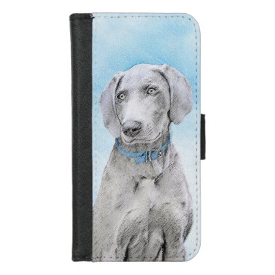 Weimaraner Painting - Cute Original Dog Art iPhone 8/7 Wallet Case