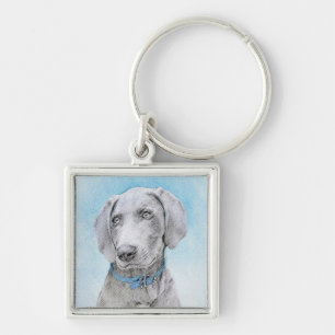 Weimaraner Painting - Cute Original Dog Art Keychain