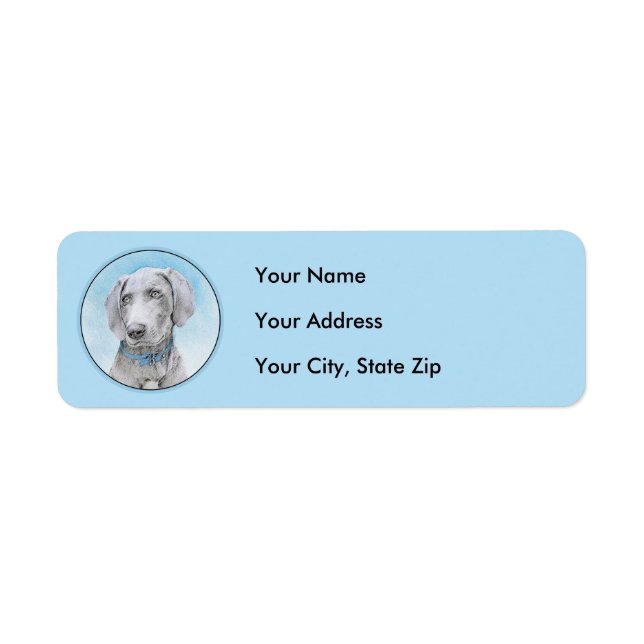 Weimaraner Painting - Cute Original Dog Art Label (Front)