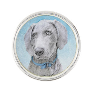 Weimaraner Painting - Cute Original Dog Art Lapel Pin