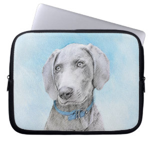 Weimaraner Painting - Cute Original Dog Art Laptop Sleeve