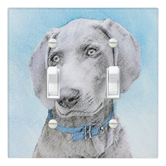 Weimaraner Painting - Cute Original Dog Art Light Switch Cover (In Situ)