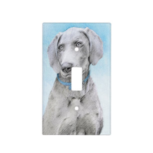 Weimaraner Painting - Cute Original Dog Art Light Switch Cover