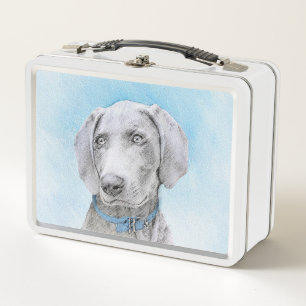 Weimaraner Painting - Cute Original Dog Art Metal Lunch Box