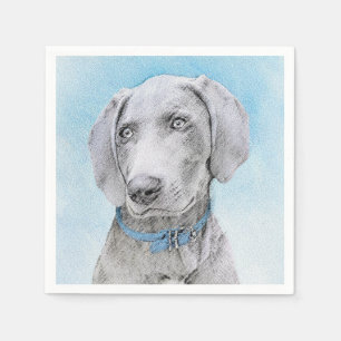 Weimaraner Painting - Cute Original Dog Art Napkins