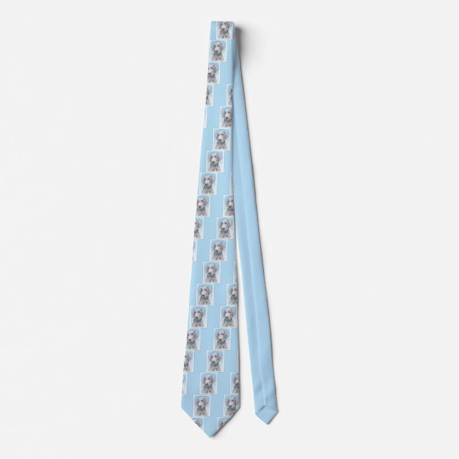 Weimaraner Painting - Cute Original Dog Art Neck Tie (Front)