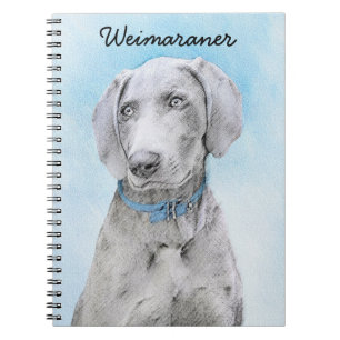 Weimaraner Painting - Cute Original Dog Art Notebook