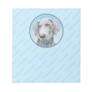 Weimaraner Painting - Cute Original Dog Art Notepad