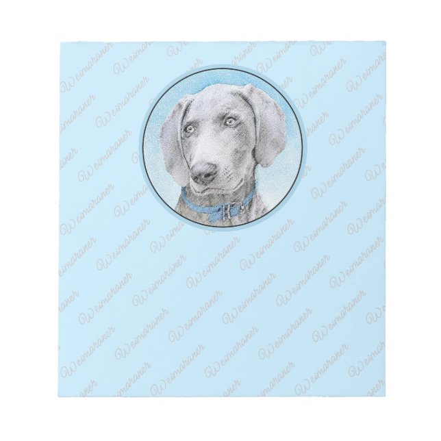 Weimaraner Painting - Cute Original Dog Art Notepad (Front)