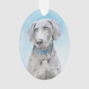 Weimaraner Painting - Cute Original Dog Art Ornament