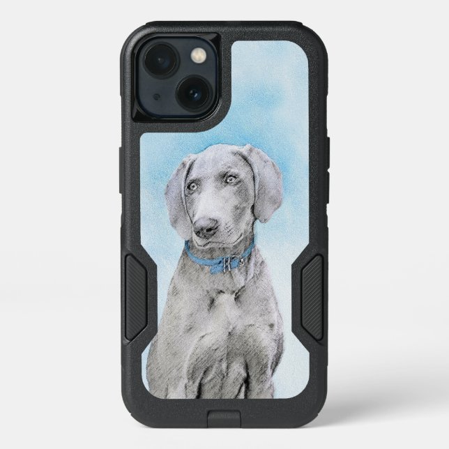Weimaraner Painting - Cute Original Dog Art Otterbox iPhone Case (Back)