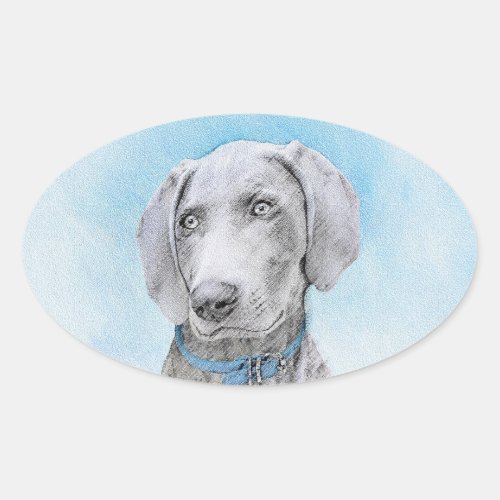 Weimaraner Painting _ Cute Original Dog Art Oval Sticker