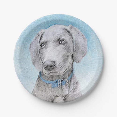 Weimaraner Painting _ Cute Original Dog Art Paper Plates
