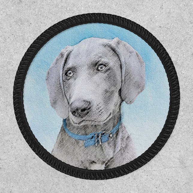 Weimaraner Painting - Cute Original Dog Art Patch (Front)