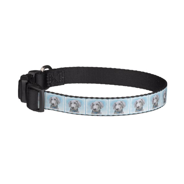 Weimaraner Painting - Cute Original Dog Art Pet Collar (Left)
