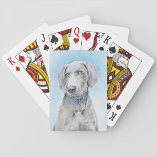 Weimaraner Painting - Cute Original Dog Art Playing Cards