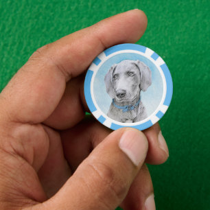 Weimaraner Painting - Cute Original Dog Art Poker Chips