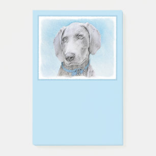 Weimaraner Painting - Cute Original Dog Art Post-it Notes