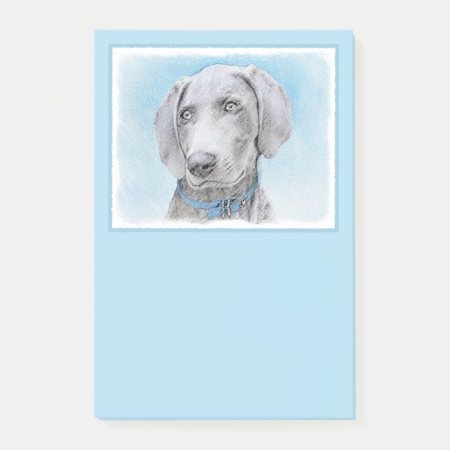 Weimaraner Painting - Cute Original Dog Art Post-it Notes (Front)