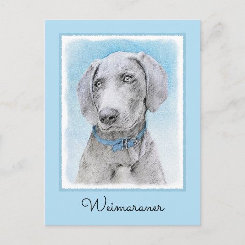 Weimaraner Painting _ Cute Original Dog Art Postcard