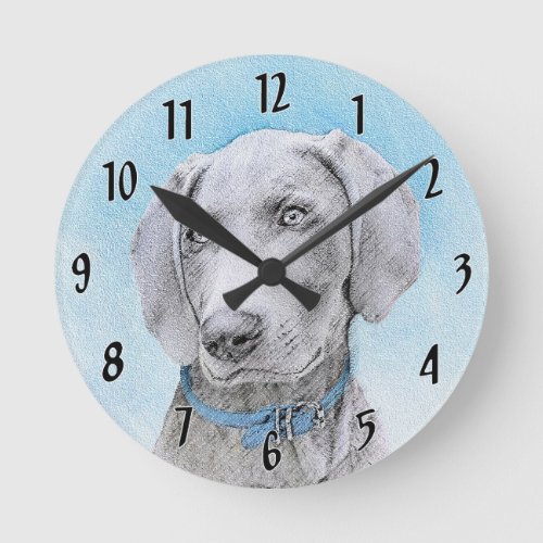 Weimaraner Painting _ Cute Original Dog Art Round Clock