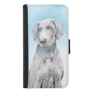 Weimaraner Painting - Cute Original Dog Art Samsung Galaxy S5 Wallet Case