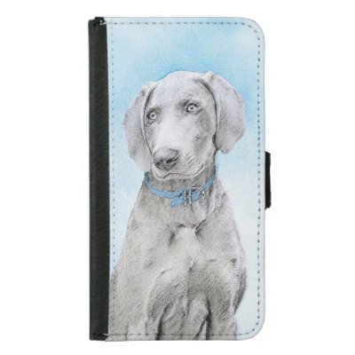 Weimaraner Painting - Cute Original Dog Art Samsung Galaxy S5 Wallet Case
