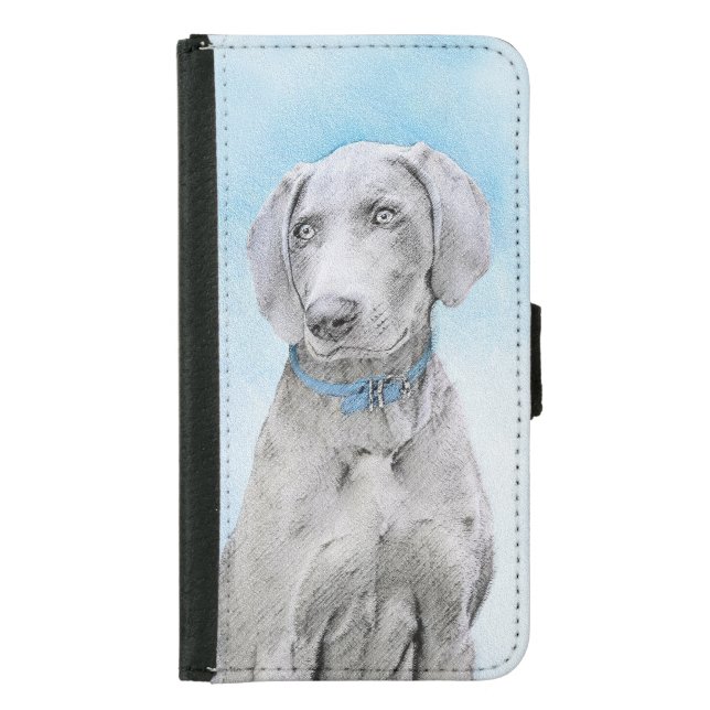 Weimaraner Painting - Cute Original Dog Art Samsung Galaxy Wallet Case (Front)