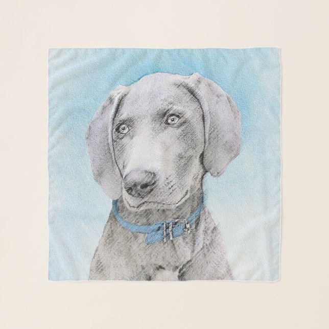 Weimaraner Painting - Cute Original Dog Art Scarf (Front (Horizontal))