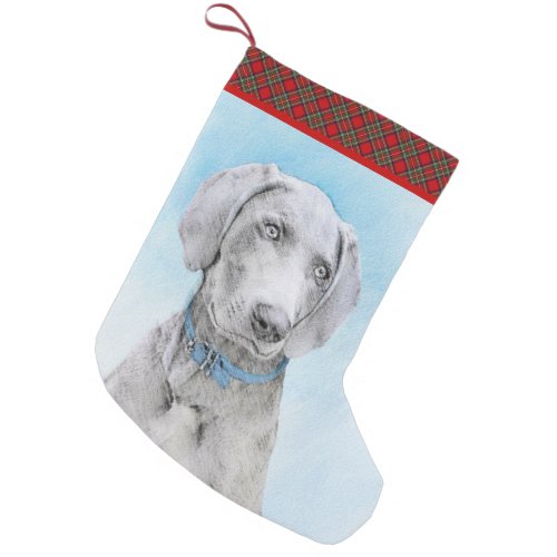 Weimaraner Painting _ Cute Original Dog Art Small Christmas Stocking