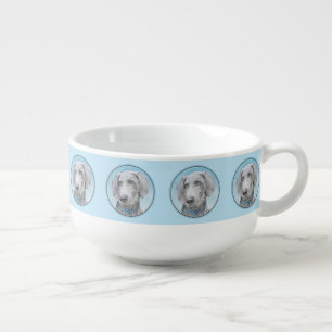 Weimaraner Painting - Cute Original Dog Art Soup Mug